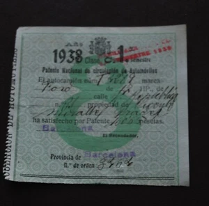 Spain. National Driver Licence during Spanish Civil War 1938- 29 - Picture 1 of 2