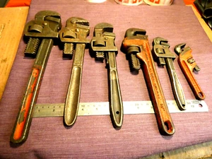 6 TOOLKIT VINTAGE STILLSONS WRENCHES 14" - 6" PIPE LIVE STEAM PLUMBERS SPANNER - Picture 1 of 5