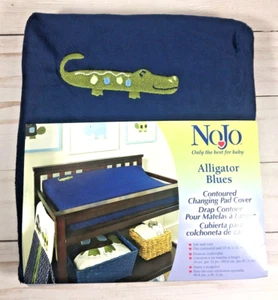 NoJo Alligator Blues Contoured Changing Table Pad Cover Navy Blue 16x32 NEW  - Picture 1 of 5