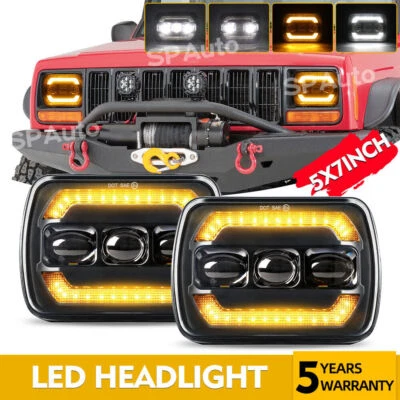 Für Jeep Cherokee XJ YJ Chevy 5x7 Zoll LED Scheinwerfer Fern/Abblendlicht DRL - Bild 1 von 4