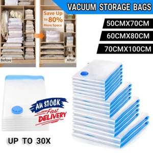 30X Large Storage Vacuum Bags Space Saving Clothes Bedding Vacuum Sealed M/L/XL - Picture 1 of 14