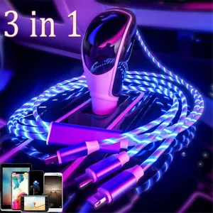 3 in 1 Fast LED Charging Cable Universal Multi Function Cell Phone Charger Cord - Picture 1 of 15