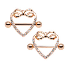 Heart Nipple Ring Body Piercing Real Moissanite 14k Yellow Gold Plated Silver925