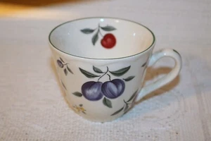 GRINDLEY PROVENCE STAFFORDSHIRE ENGLAND Fruit 3"h Flat Coffee Tea Cups Set of 2 - Picture 1 of 4