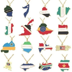 Necklace Congo Pendant Chain Necklace New Country Map Africa Guinea 1pc Flag - Picture 1 of 51