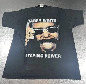 Vintage Barry White Staying Power European Tour Black Rap Tee Shirt EWF Rare XL - Picture 1 of 9