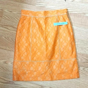 Women’s Antonio Melani Size 6 Orange Pencil Skirt Lace Overlay New with Tags - Picture 1 of 9