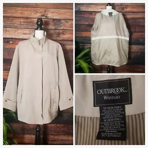 Outbrook Woman Jacket Plus Size 1X 16W 18W Full Zip Lined Rain Coat Khaki Tan - Picture 1 of 11