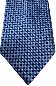 Corbata 100 % seda con estampado de diamantes azules Van Heusen para hombre nueva - Imagen 1 de 5