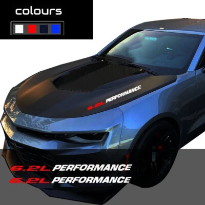 6.2L PERFORMANCE Car Hood decals for Chevrolet Camaro SS Silverado GMC 2pcs - Image 1 of 4