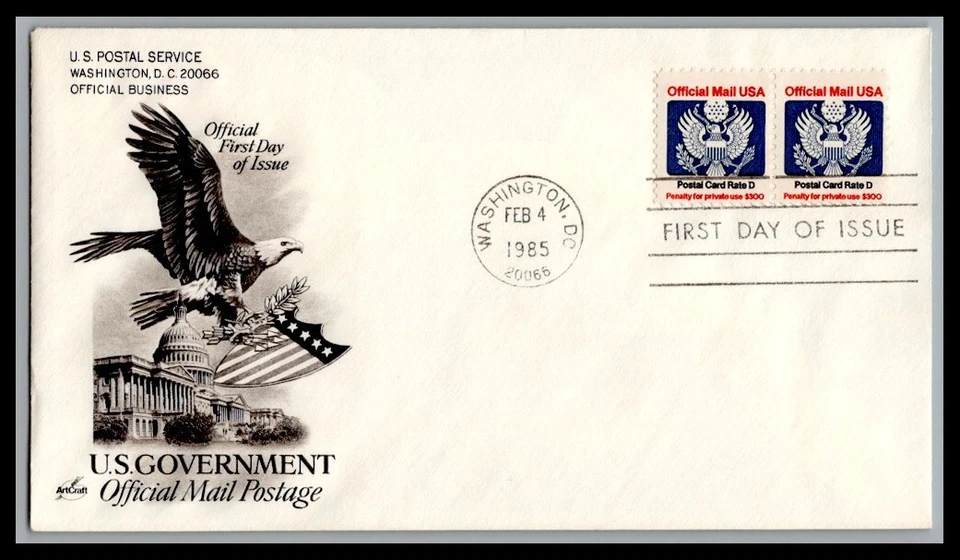 US FDC # O139 "D" Rate Official ArtCraft pair  1988, 0a1142 - Image 1 of 1