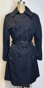 VTG 60'S MOD FLEET STREET TRENCH COAT RAIN/SHINE WATER REPELLENT BLUE &WHITE*S - Picture 1 of 9