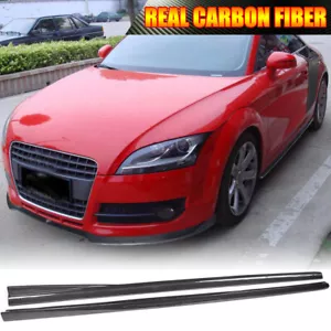 Fit For AUDI TT 2-Door 2008-2011 REAL CARBON Side Skirts Extension Lip Spoiler - Picture 1 of 12