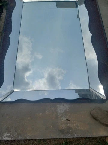 Vintage Early Mid CENTURY Large Heavy Venetian  Mirror Shadow Box Cover