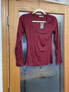 Women's V Neck Long Sleeve T Shirt Stretch Soft Basic Plain Top Small (t11) - Picture 1 of 2