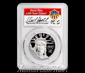 1997-W $100 Platinum Statue of Liberty PCGS PR69DCAM - DAVID HALL AUTOGRAPH!! - Picture 1 of 2