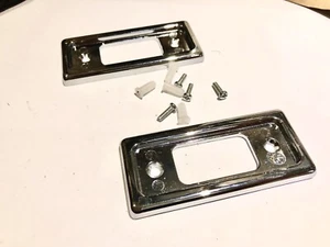 Classic MINI METAL CHROME DOOR OPENER ESCUTCHEONS, INTERIOR LATCH PLATES ROW8-G - Picture 1 of 1