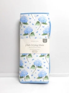 Dream Home 2 Dish Drying Mats 15" x 20" Blue Hydrangea - Picture 1 of 1
