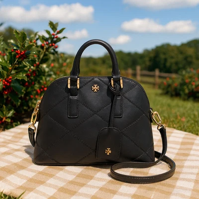 NEW Tory Burch Robinson Black Saffiano Mini Dome Crossbody/Shoulder Bag/Satchel - Image 1 of 4