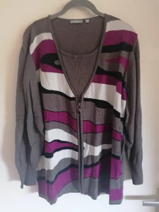 RABE Feinstrick Pullover 2in1 Optik, rot schwarz grau weiß, Gr. 46/48 - Bild 1 von 3