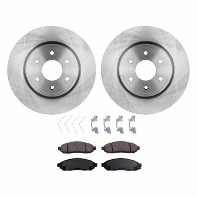 Kit de disco de freno delantero y pastillas para Nissan Frontier 2005-2020 superficie lisa cerámica Foto 1 de 4