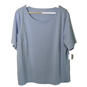 Top Talbots nuovo taglia 1x T by Talbots camicia manica corta blu pastello rayon nuovo con etichette - Foto 1 di 8