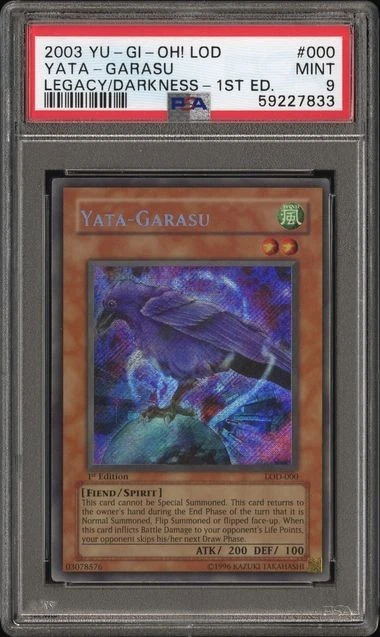 2003 YU-GI-OH! LOD-LEGACY OF DARKNESS 1ST ED #000 YATA-GARASU PSA 9 - Image 1 of 2