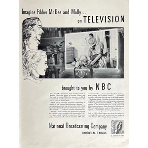 NBC Television 1944 Vintage Print Ad Fibber McGee & Molly TV Memorabilia - Bild 1 von 2