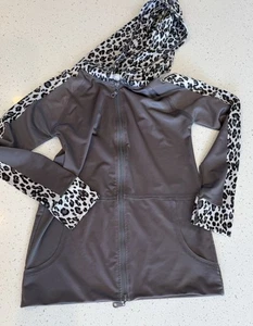 Sudadera con Capucha David Cline Athleisure Negra Blanca Estampado Animal Cremallera Para Mujer XS Láser C - Imagen 1 de 15