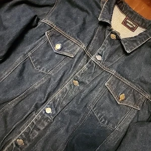 De colección American Hero Hombres Crudo Lavado Oscuro Denim Jean Camionero Botón Chaqueta Grande  - Imagen 1 de 17