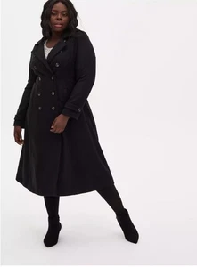 Torrid Wool Blend Fit & Flare Trench Coat Womens 2X Double Breasted Winter Long - Picture 1 of 20