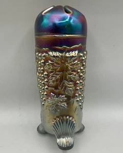 SUPER VINTAGE CARNIVAL NORTHWOOD GRAPE & CABLE HATPIN HOLDER “AMAZING COLOR” - Picture 1 of 7