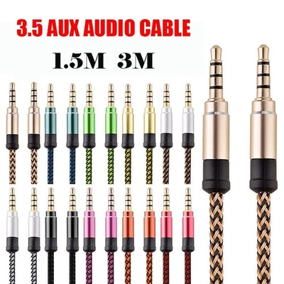 Aux Cable Jack To Jack 3.5 mm Audio Lead Male Stereo for Car PC Phone Plug  - Image 1 of 4