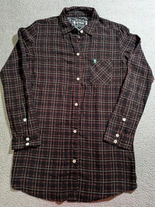 Jinx Women`s Red & Black Plaid Button Up Long Sleeve Tunic Shirt / Size Small - Picture 1 of 10