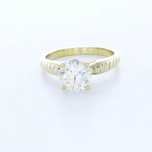 Vintage-Solitärring 2,1 kt Laborgefertigter Diamant E/VVS1 Rundschliff 14 K Gold Krappe - Bild 1 von 4