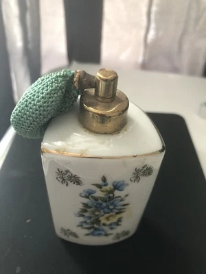 1950’s Norleans Perfume Atomizer Handpainted Blue Floral Gold Trim Porcelain  - Image 1 of 4
