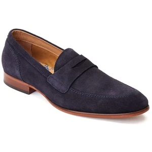 Base London Bruno Navy Leather Male Mens Classic Slip On Shoes - Picture 1 of 6