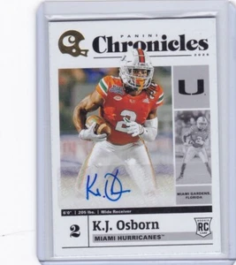 KJ Osborn Auto 2020 Panini Chronicles RC Rookie Draft Picks - Picture 1 of 1