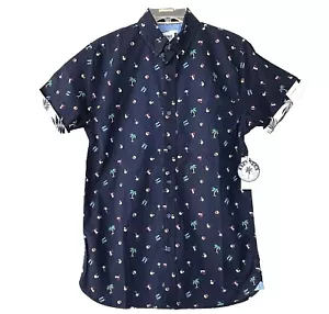 TRUNKS SURF & SWIM CO Men's Shirt Sz S Palm trees Beach Tropical Hawaiian - Picture 1 of 7