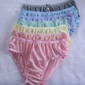 7 Bikini Nylon Panties Silky Underwear Woman Man Knickers Light Soft Hip 38"-42" - Picture 1 of 13