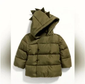 NWT Dinosaur Puffer Jacket 6-12 mos Army Green - Picture 1 of 4