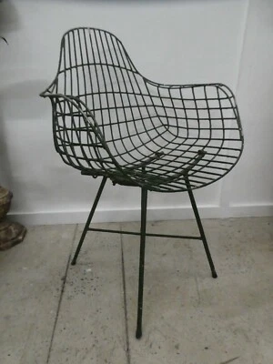 SILLÓN DE METAL DE MALLA DE ALAMBRE ORIGINAL VINTAGE TALLADOR AÑOS 60 MEADMORE MICHAEL HIRST Foto 1 de 4
