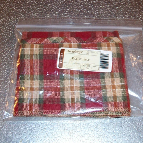 Longaberger Orchard Park Plaid PAPER TRAY Basket Liner ~Made in USA~ Ships FREE! Cover
