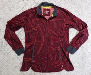 Brooks Jacket Womens M Red Maroon Pattern Full Zip Light Running Reflective - Picture 1 of 7