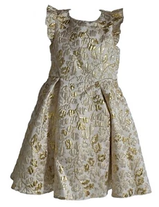 David Charles Gold Label Luxury Party Dress Girls Size 8 Yrs Floral Ivory & Gold - Picture 1 of 16