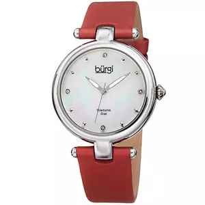 Reloj para mujer Burgi BUR169RD madreperla esfera diamante correa cuero genuino - Imagen 1 de 4