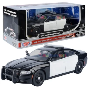 MOTORMAX 2023 DODGE CHARGER POLICE CAR Black & White LIGHTBAR 1/24 Diecast 76996 - Picture 1 of 7