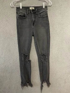 L Agence Womens Jeans High Rise Distressed Size 25 Skinny Black Denim - Picture 1 of 5