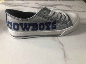 FOCO Dallas Cowboys Womens Glitter Low Top Canvas Shoe Size 6, NFL, Sneakers - Picture 1 of 7