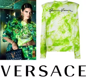 Nueva Sudadera Tag Versace 2020 Verde Tie Dye 38 40 42 2 4 6 Camisa Top Logo S M - Imagen 1 de 24